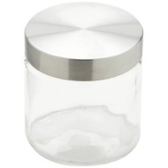 Pote 1,3L De Vidro Redondo Com Tampa Aço